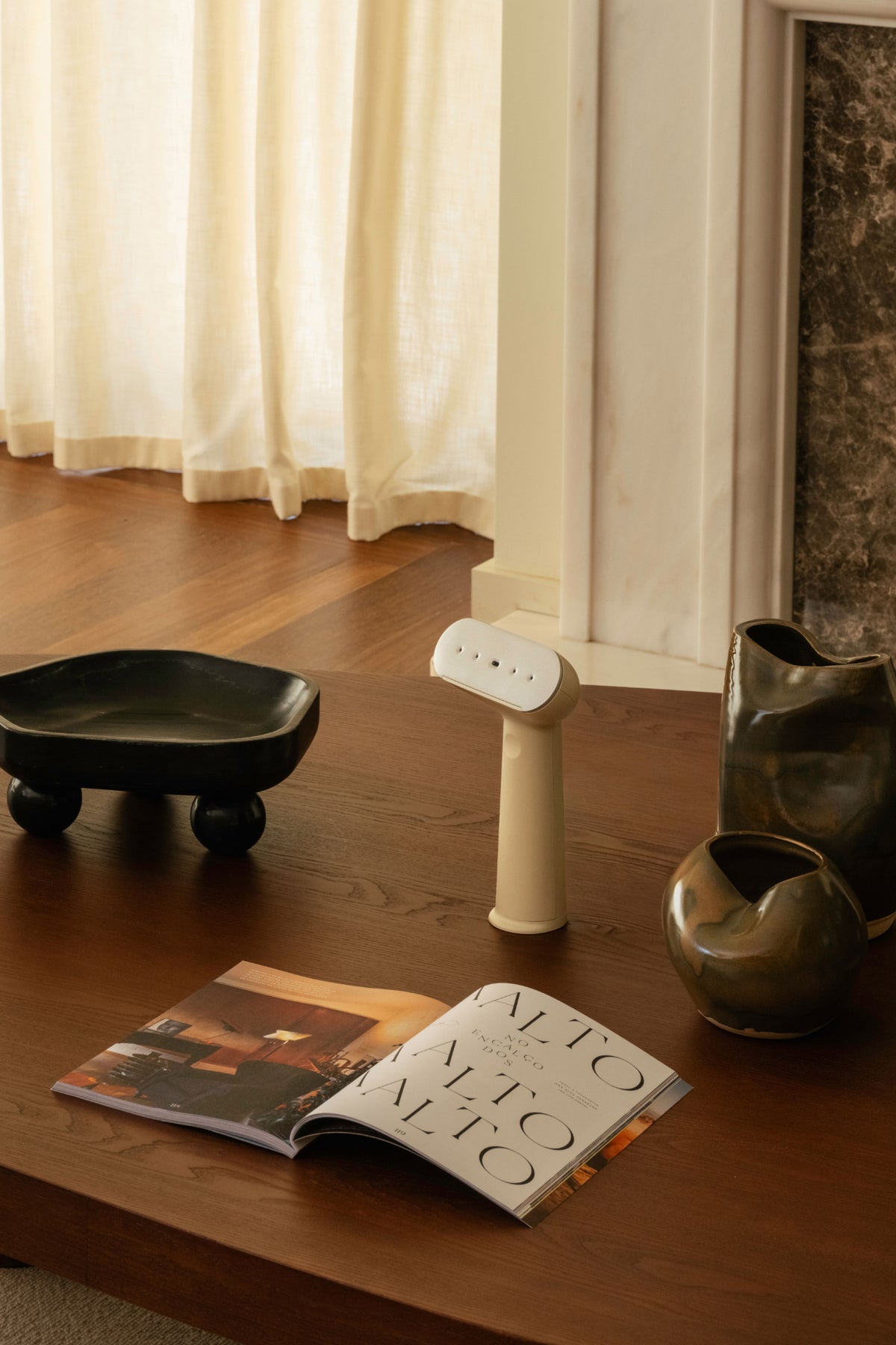 beige steamer on a table